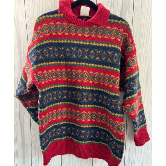 Rare Laura Ashley Vintage 80's Wool Great Britain Christmas Sweater One size - Picture 1 of 8